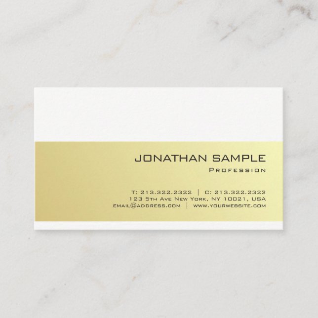 Create Your Own Elegant Gold Look Modern Sleek Business Card (Front)
