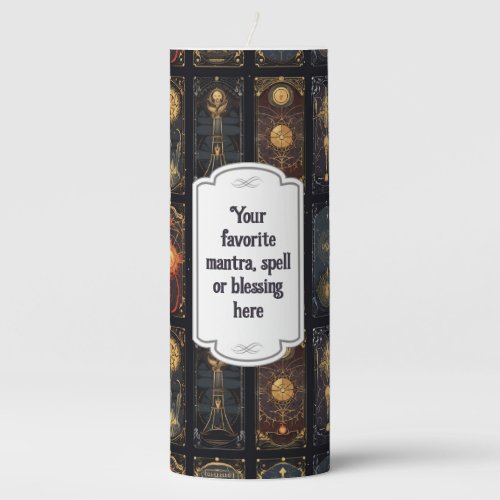 Create Your Own Elegant Gold Multicolored Tarot Pillar Candle