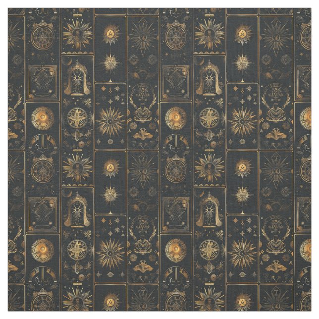 Create Your Own Elegant Gold Mystical Patchwork Fabric (Swatch)