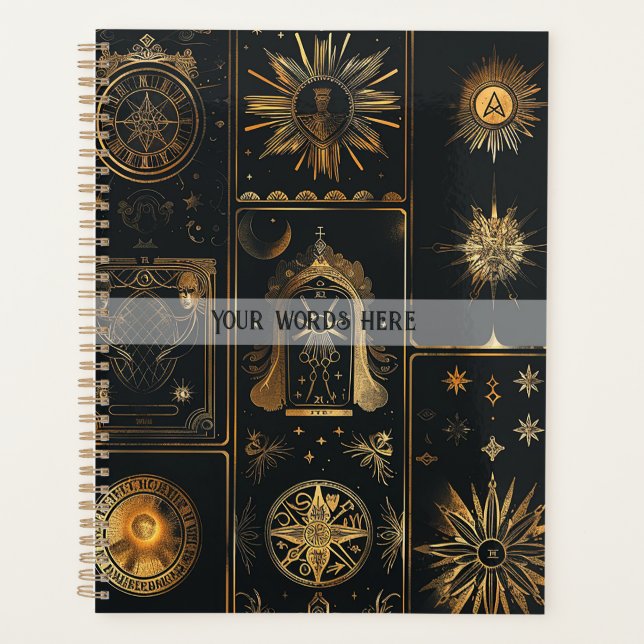 Create Your Own Elegant Gold Mystical Patchwork Planner (Front)