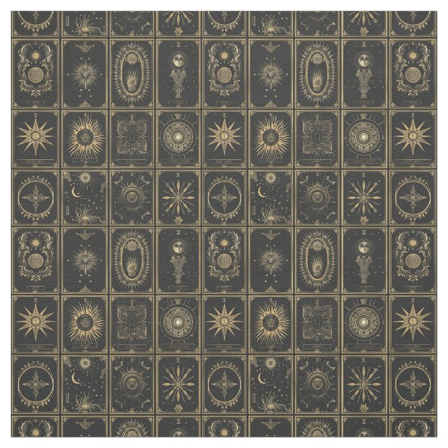 Create Your Own Elegant Gold Tarot Patchwork Fabric (Swatch)