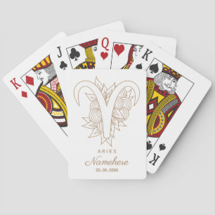 Create Your Own Elegant Gold & White Aries Zodiac Poker Cards