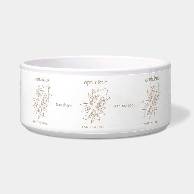 Create Your Own Elegant Gold & White Sagittarius Bowl (Front)