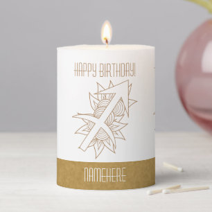 Create Your Own Elegant Gold & White Sagittarius Pillar Candle