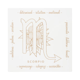 Create Your Own Elegant Gold & White Scorpio Metal Print