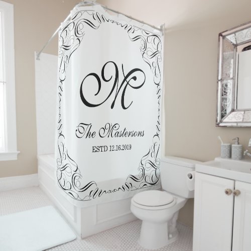 Create Your Own Elegant Graceful Wedding Monogram Shower Curtain