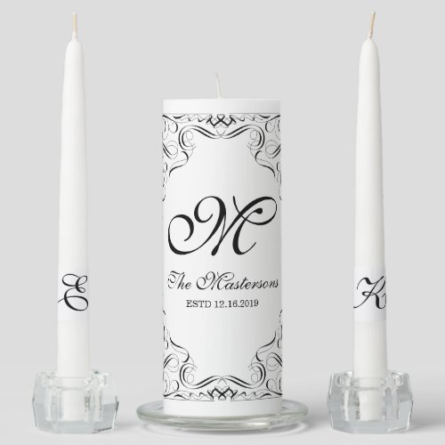Create Your Own Elegant Graceful Wedding Monogram Unity Candle Set