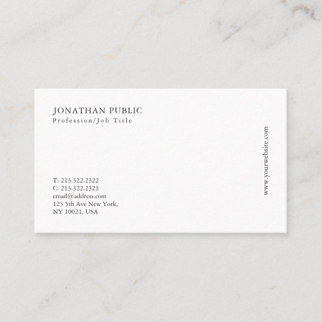 Create Your Own Elegant Modern Simple Plain Business Card (Front)