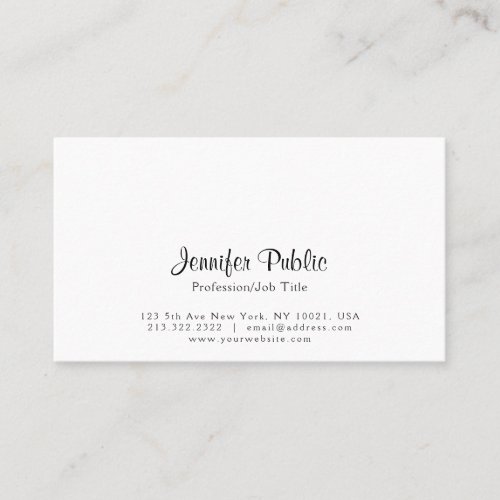 Create Your Own Elegant Modern Simple White Business Card