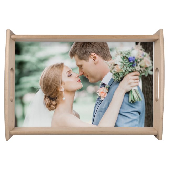 Create Your Own Elegant Modern Wedding Photo Serving Tray (Front)