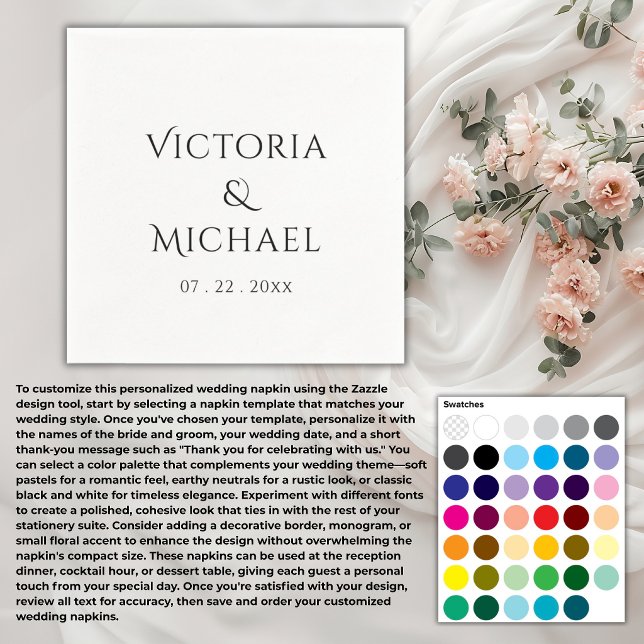 Create Your Own Elegant Monogram & Date Wedding  Napkins (Creator Uploaded)
