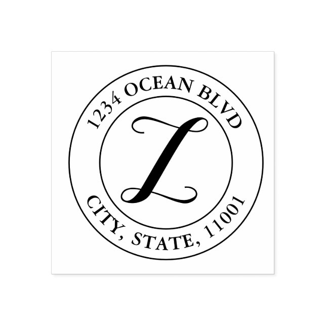 Create Your Own Elegant Monogram Round  Rubber Stamp (Imprint)