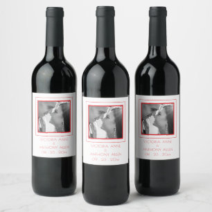 Create Your Own Elegant Photo Bright Red Wine Label