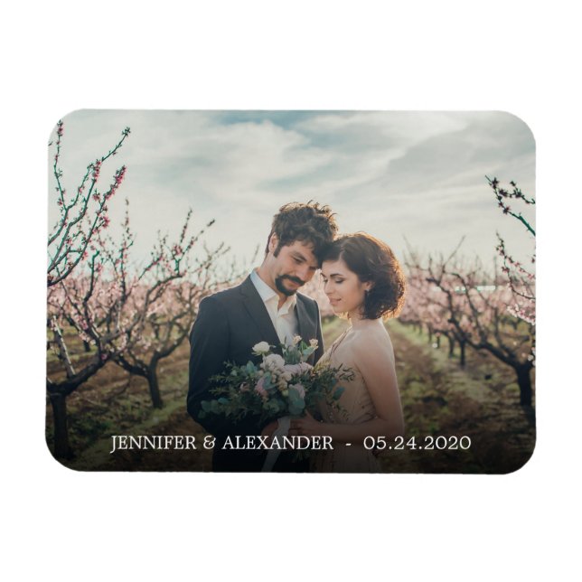 Create your own elegant photo wedding magnet (Horizontal)