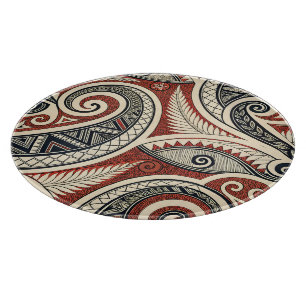 Create Your Own Elegant Red Black Festive Tribal Cutting Board