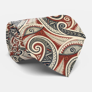 Create Your Own Elegant Red Black Festive Tribal Neck Tie