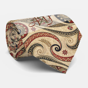 Create Your Own Elegant Red Gold Black Tribal Neck Tie