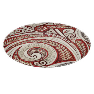 Create Your Own Elegant Red Gold Festive Tribal Cutting Board