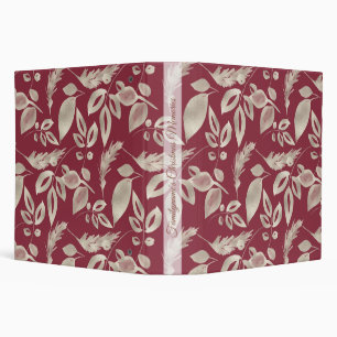 Create Your Own Elegant Red & Gold Foliage 3 Ring Binder