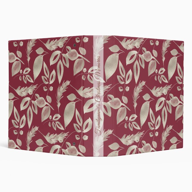 Create Your Own Elegant Red & Gold Foliage 3 Ring Binder (Background)