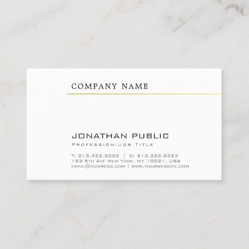 Create Your Own Elegant Sleek Company Gold Plain Business Card