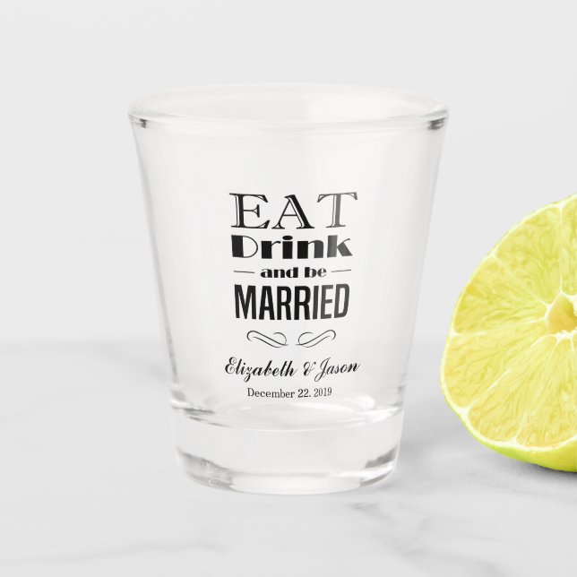 Create Your Own Elegant Wedding Shot Glass (Front)