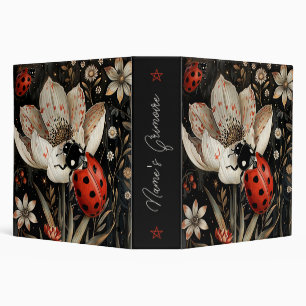 Create Your Own Elegant White Floral Ladybug 3 Ring Binder