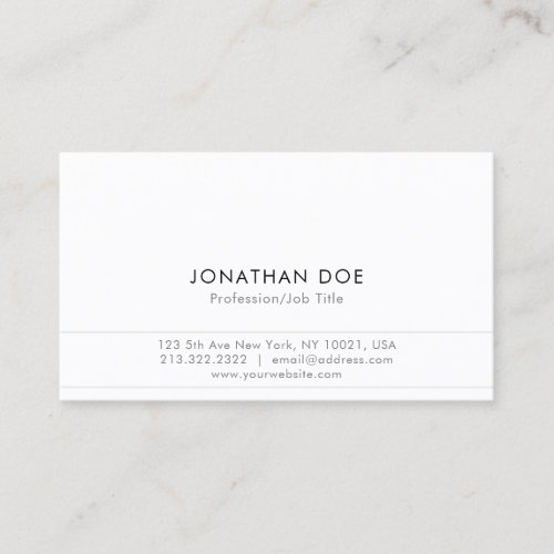 Create Your Own Elegant White Modern Simple Plain Business Card