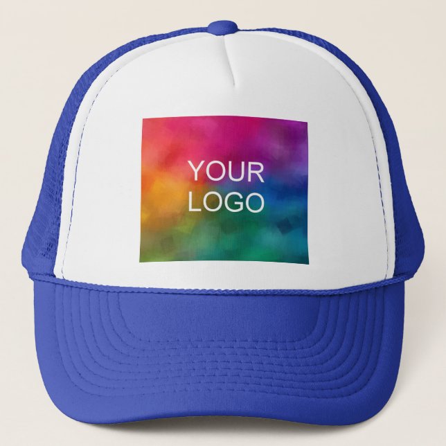 Create Your Own Elegant White Royal Blue Modern Trucker Hat (Front)