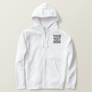 Create Your Own Embroidered Text Zip Hoodie