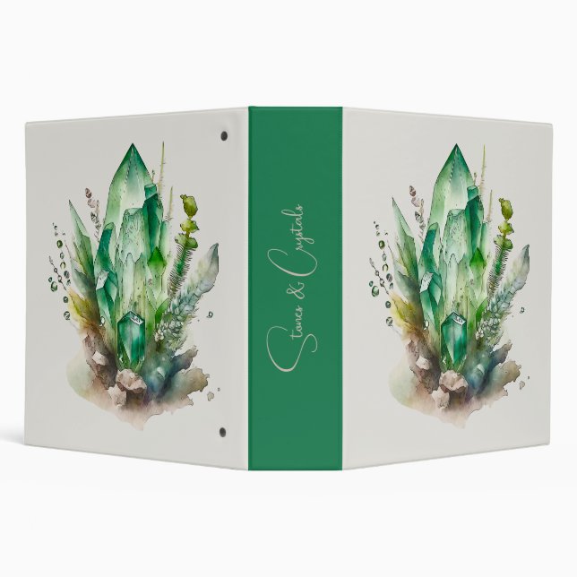 Create Your Own Emerald Green Crystals 3 Ring Binder (Background)
