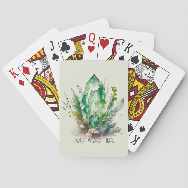 Create Your Own Emerald Green Crystals Poker Cards (Back)