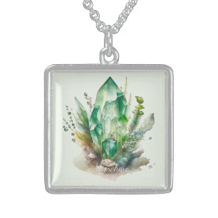 Create Your Own Emerald Green Crystals Sterling Silver Necklace