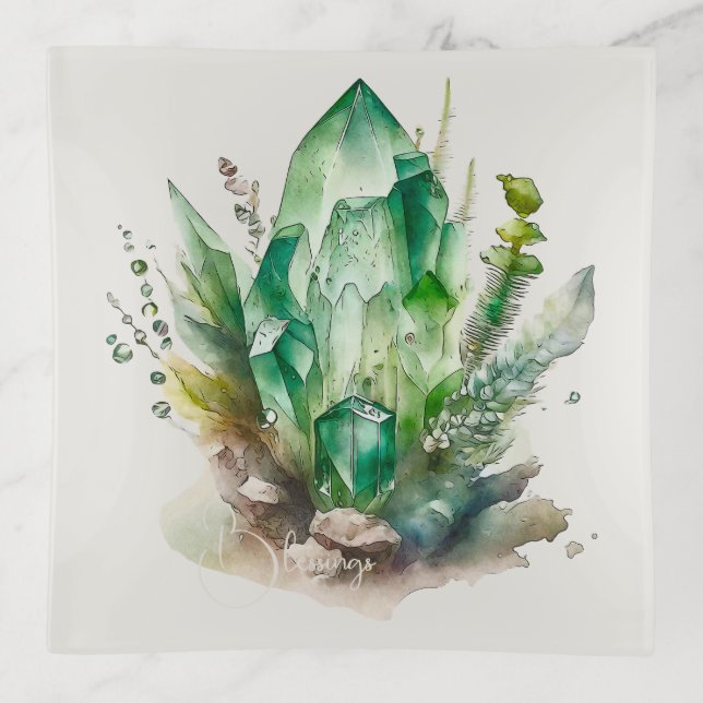 Create Your Own Emerald Green Crystals Trinket Tray (Front)
