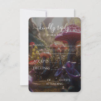 Create Your Own Enchanted Forest Mushrooms Wedding RSVP Card