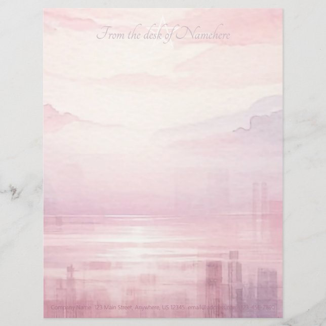 Create Your Own Enchanted Pink Purple Lake Scenic Letterhead (Front)