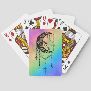 Create Your Own Enchanting Boho Moon Silhouette Poker Cards