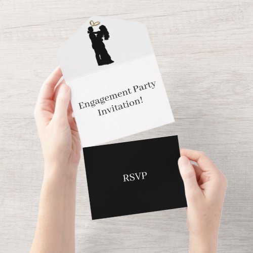 Create Your Own Engagement Party RSVP Black All In One Invitation