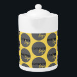 CREATE YOUR OWN EYE-CATCHING YELLOW BUSINESS LOGO TEAPOT<br><div class="desc">Create an eye-catching, fun and vibrant design with a repeating pattern of your own company or business logo. This template has a placeholder logo for you to replace with your own. This would be useful for the hospitality sector or other industries in client facing or customer meetings, as well as...</div>