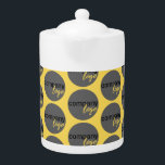 CREATE YOUR OWN EYE-CATCHING YELLOW BUSINESS LOGO TEAPOT<br><div class="desc">Create an eye-catching, fun and vibrant design with a repeating pattern of your own company or business logo. This template has a placeholder logo for you to replace with your own. This would be useful for the hospitality sector or other industries in client facing or customer meetings, as well as...</div>
