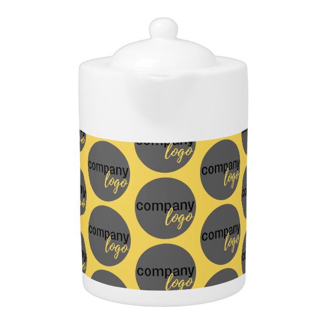 CREATE YOUR OWN EYE-CATCHING YELLOW BUSINESS LOGO TEAPOT (Front)