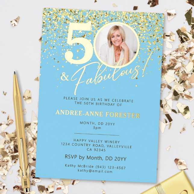 Create Your Own Fabulous Milestone Birthday Photo Foil Invitation (Creator Uploaded)