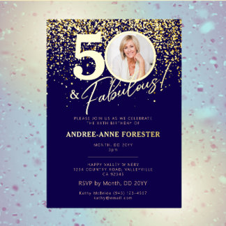Create Your Own Fabulous Milestone Birthday Photo  Foil Invitation