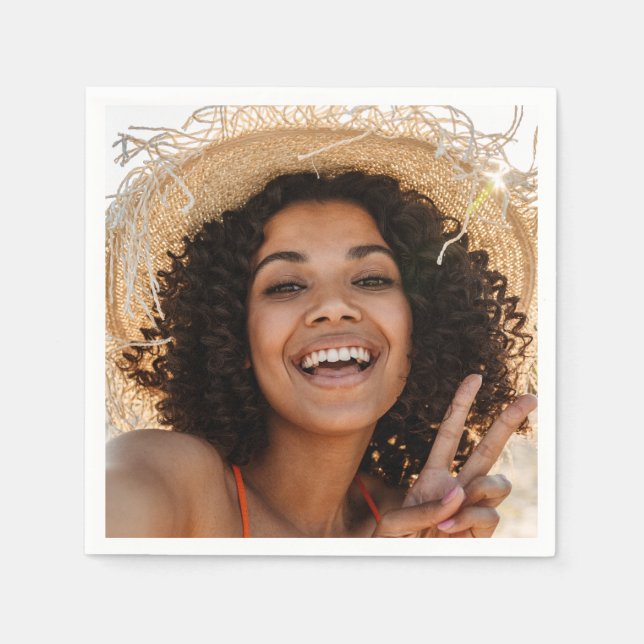 Create Your Own Face Fun Selfie Photo Party Napkins (Front)