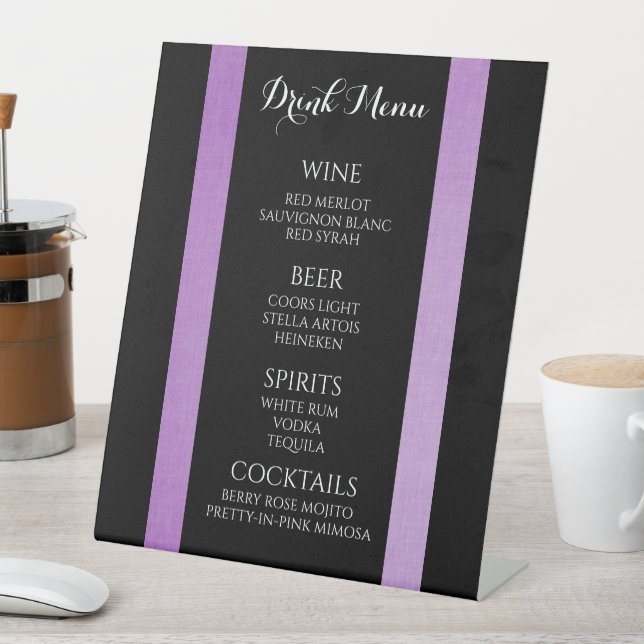 Create Your Own Faded Purple Border Drink Menu Pedestal Sign (In SItu)
