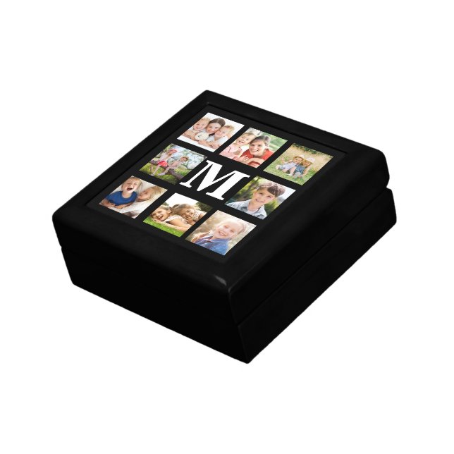 Create your Own Family 8 Photo Collage Black White Gift Box (Side)