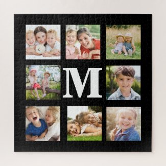 Create your Own Family 8 Photo Collage Black White