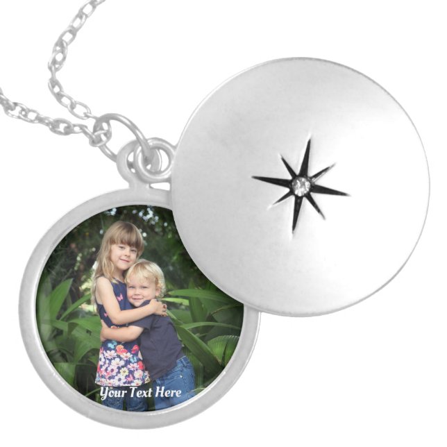 Create Your Own Family Kids Photo Name Locket Necklace (Front)