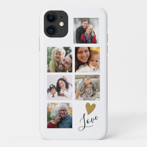 Create Your Own Family Love  6 Photo Collage iPhone 11 Case