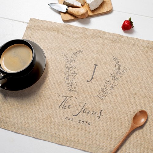 Create your own family monogram and name elegant cloth placemat